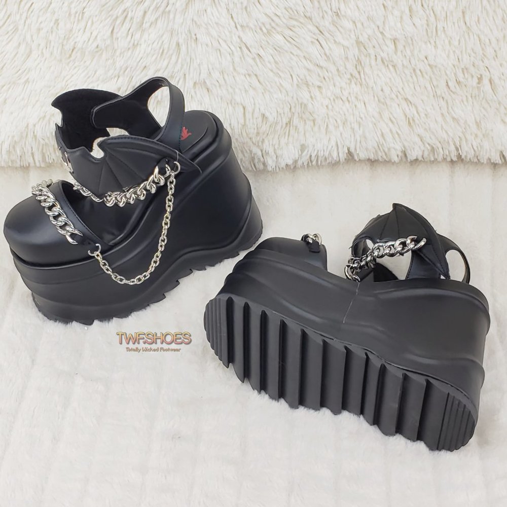 Wave 20 Platform Goth Punk Sandals Bat Closure - Picture 6 of 15